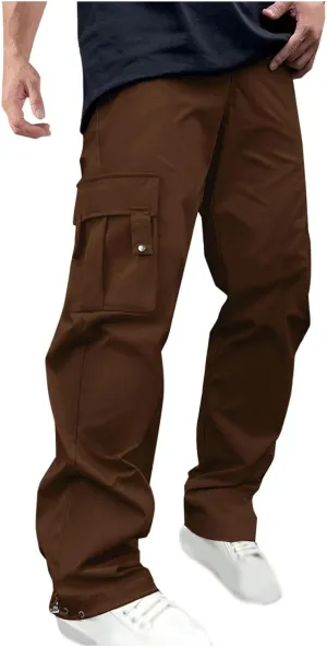 Muscularfit Men's Cargo Pants Lightweight Multi Pockets Causal Elastic Waist Loose Cotton Straight Sweatpant Outdoor Fashion