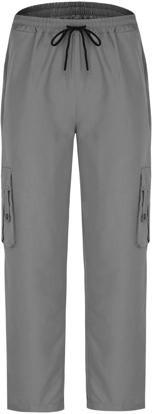 Muscularfit Men's Cargo Pants Lightweight Multi Pockets Causal Elastic Waist Loose Cotton Straight Sweatpant Outdoor Fashion