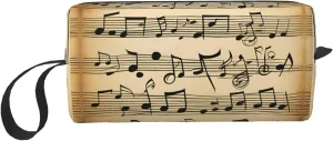 Musical Notes print Large Capacity Travel Makeup Case Organizer Makeup Bag Portable Cosmetic Bag For Women