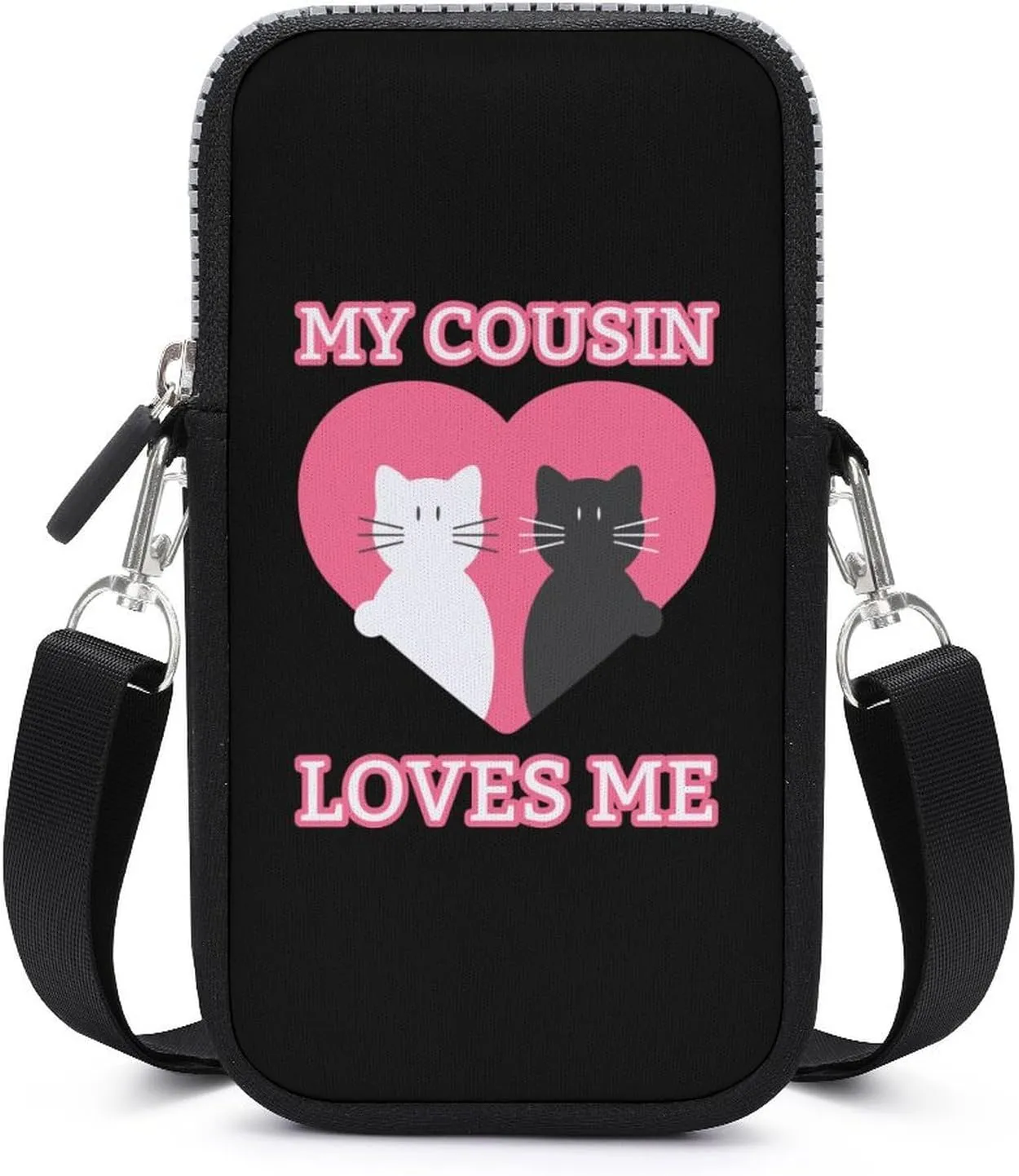 My Cousin Loves Me Small Cell Phone Purse Crossbody Waterproof Mini Bag Wallet with Adjustable Strap