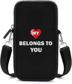 My Heart Belongs to You Women Crossbody Phone Purse Adjustable Strap Cell Phone Shoulder Bag Small Belt Bag