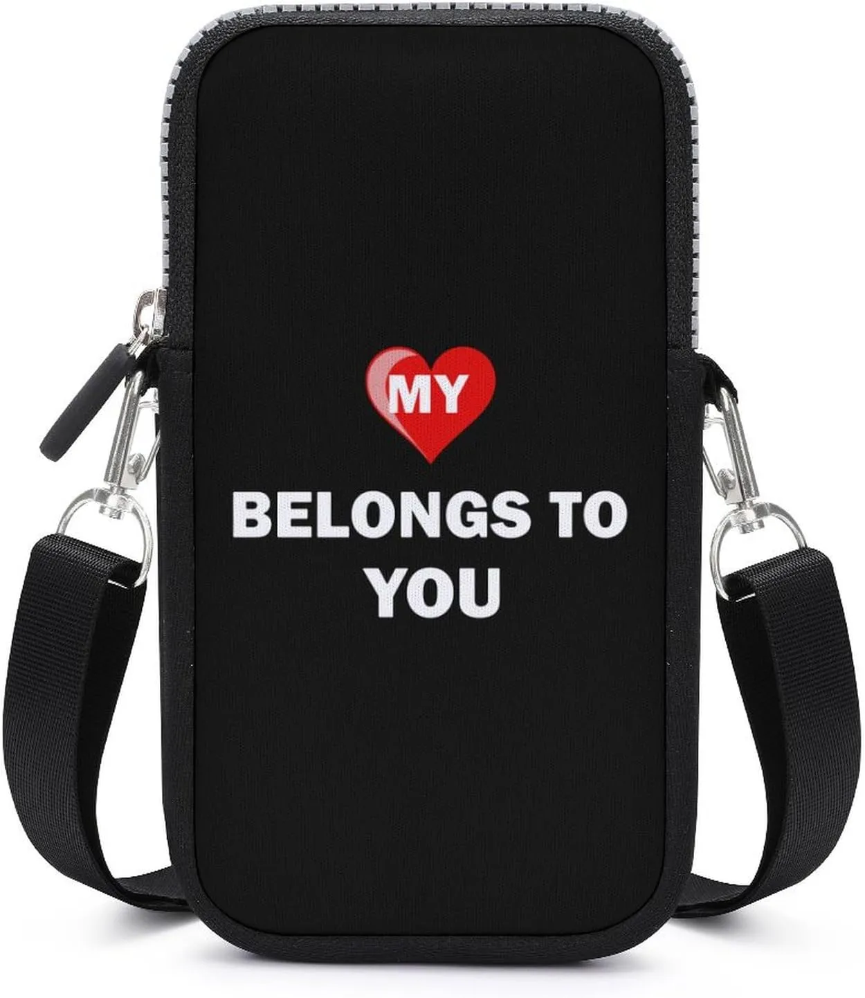 My Heart Belongs to You Women Crossbody Phone Purse Adjustable Strap Cell Phone Shoulder Bag Small Belt Bag