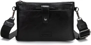 myfriday Vintage Leather Camera Crossbody Bag for Women, Stylish Two Layer Shoulder Bag Purse with Removable Card Slots