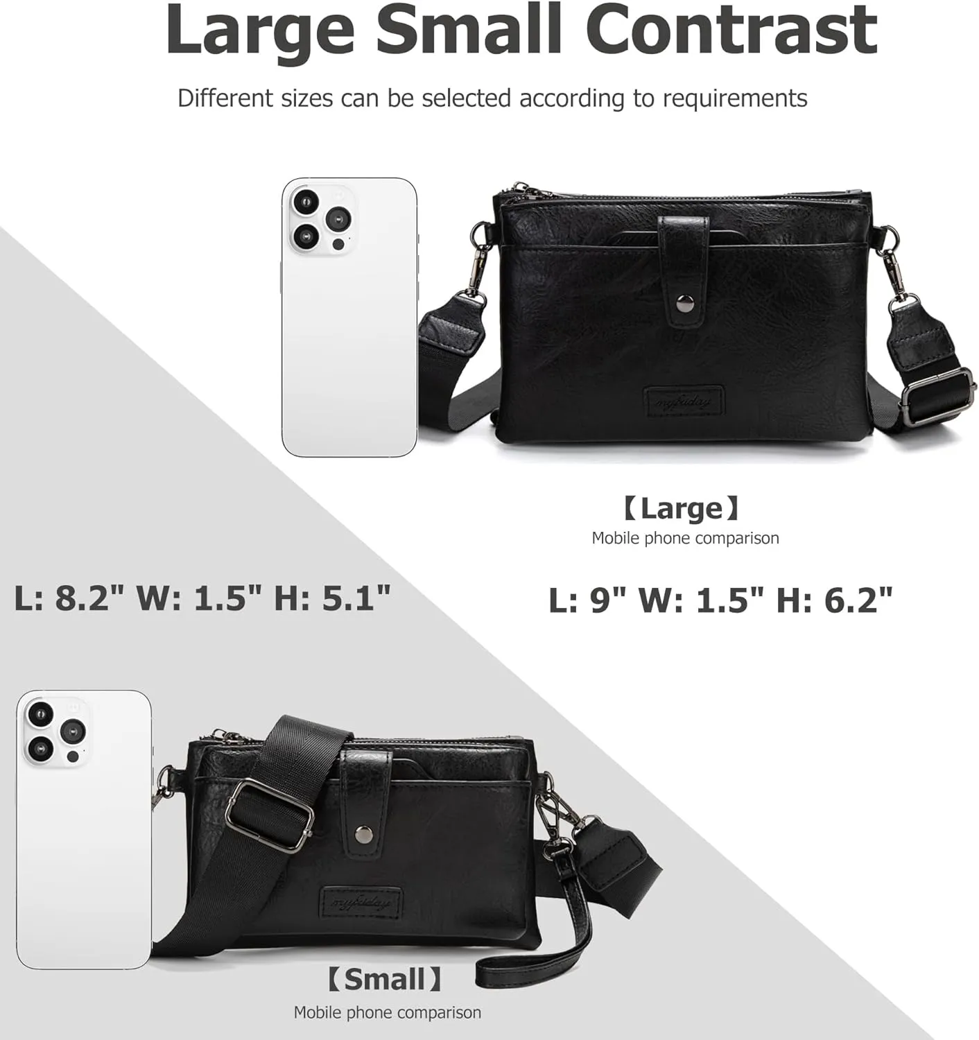 myfriday Vintage Leather Camera Crossbody Bag for Women, Stylish Two Layer Shoulder Bag Purse with Removable Card Slots