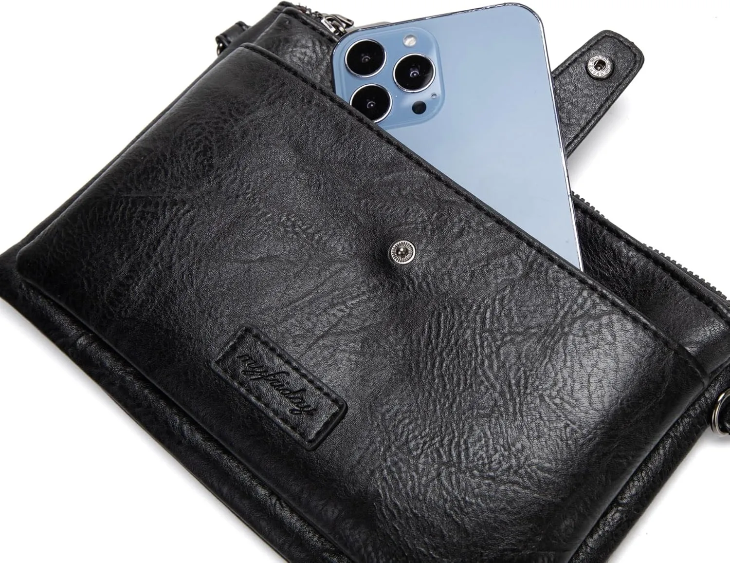 myfriday Vintage Leather Camera Crossbody Bag for Women, Stylish Two Layer Shoulder Bag Purse with Removable Card Slots