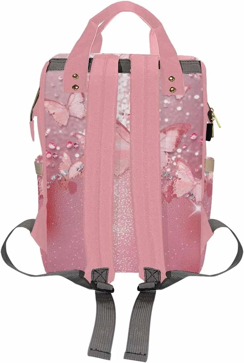 MyPupSocks Custom Butterfly Diaper Bag, Customized Diaper Backpack Personalized Mummy Nursing Baby Bags Casual Daypack Travel Bag for Mom Mother's Day
