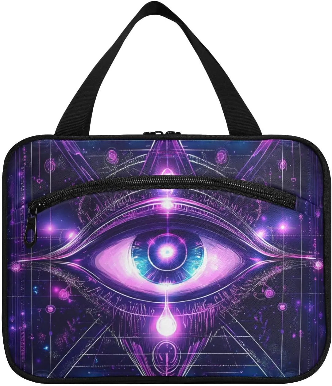 Mystic Tarot Astrological Eyes hanging travel hanging toiletry bag with hook, designer collapsible toiletries bag for travel must haves bathroom bolso de maquillaje para mujer L
