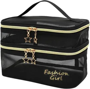 Nail Polish Storage Bag Travel Toiletry Bag Large Portable For Manicure Sets Toiletries Nail Varnish(Black with words)