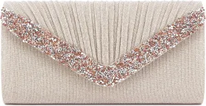 Naimo Flap Dazzling Clutch Bag Evening Bag With Detachable Chain