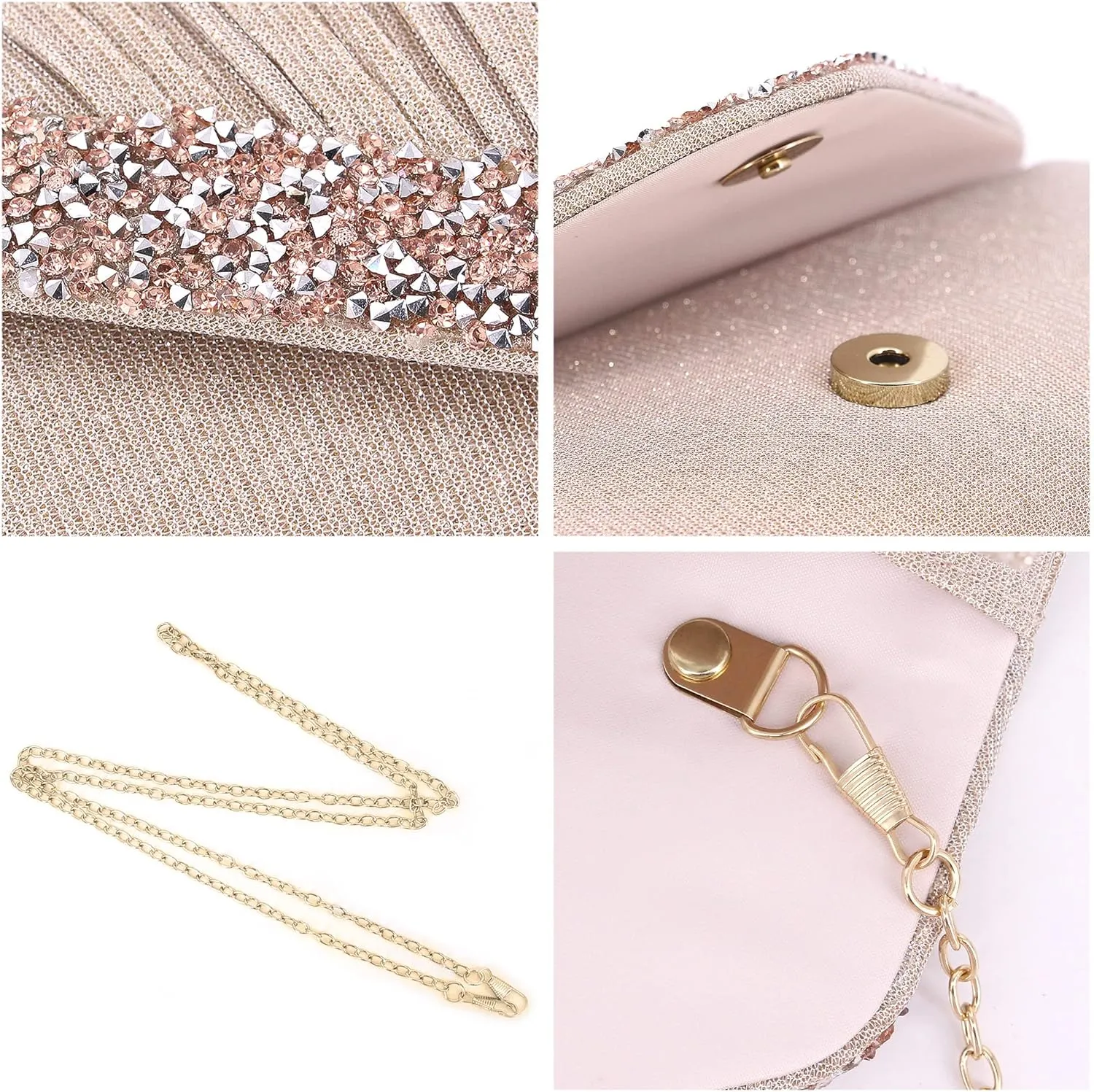 Naimo Flap Dazzling Clutch Bag Evening Bag With Detachable Chain