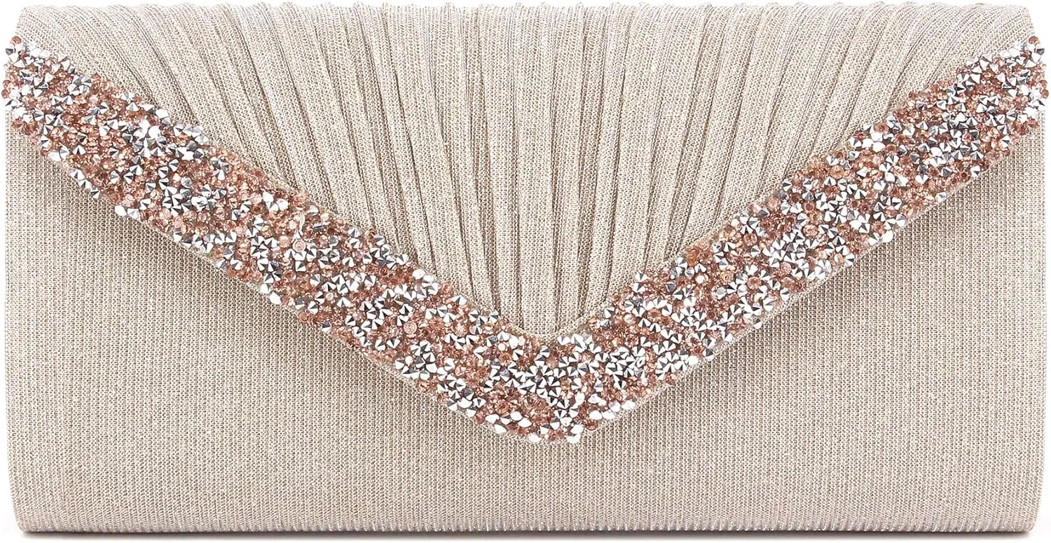 Naimo Flap Dazzling Clutch Bag Evening Bag With Detachable Chain