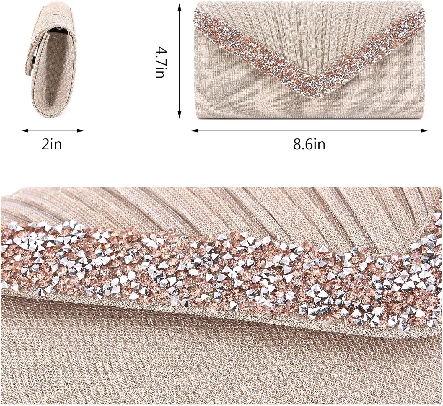 Naimo Flap Dazzling Clutch Bag Evening Bag With Detachable Chain