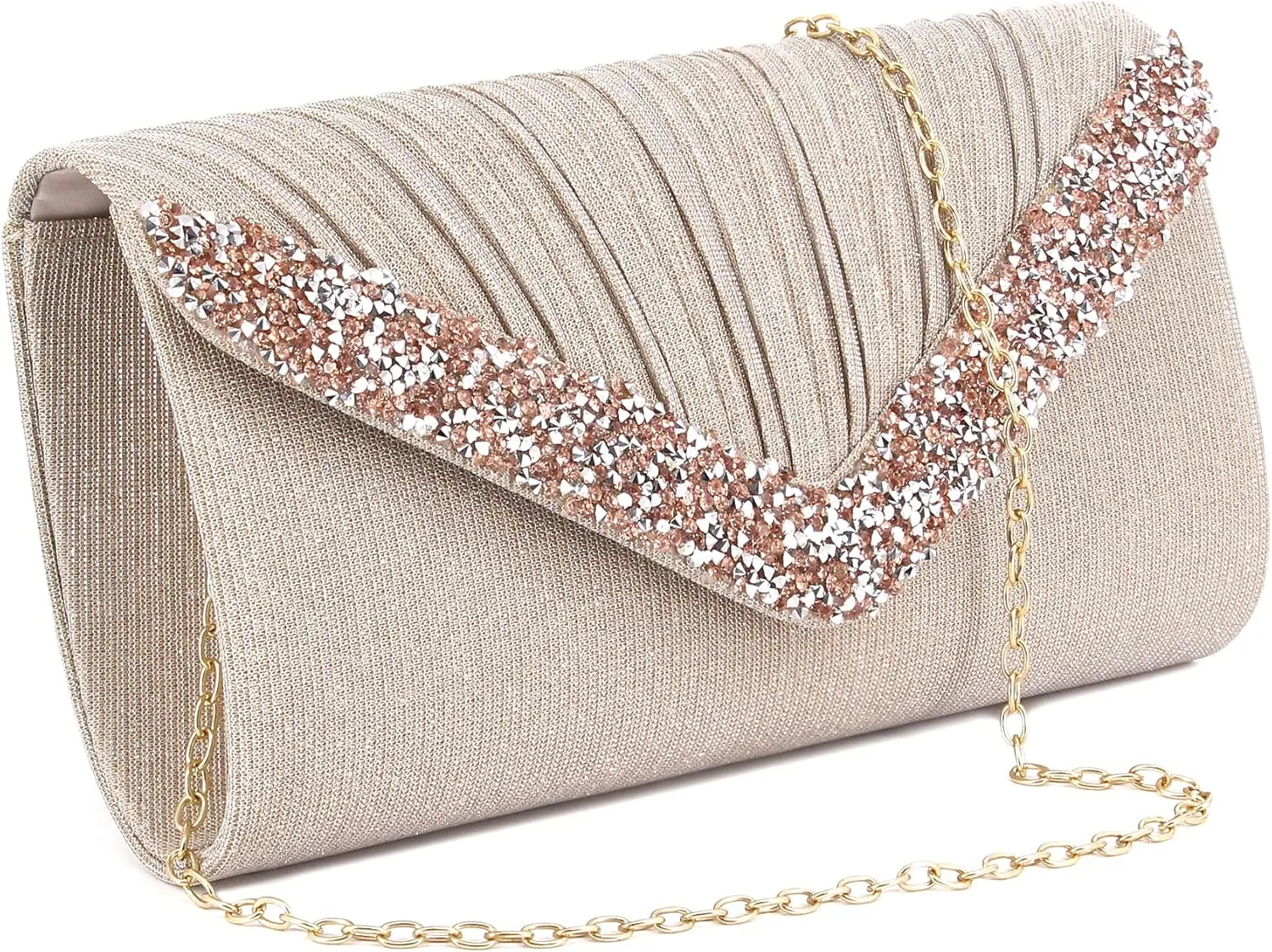 Naimo Flap Dazzling Clutch Bag Evening Bag With Detachable Chain