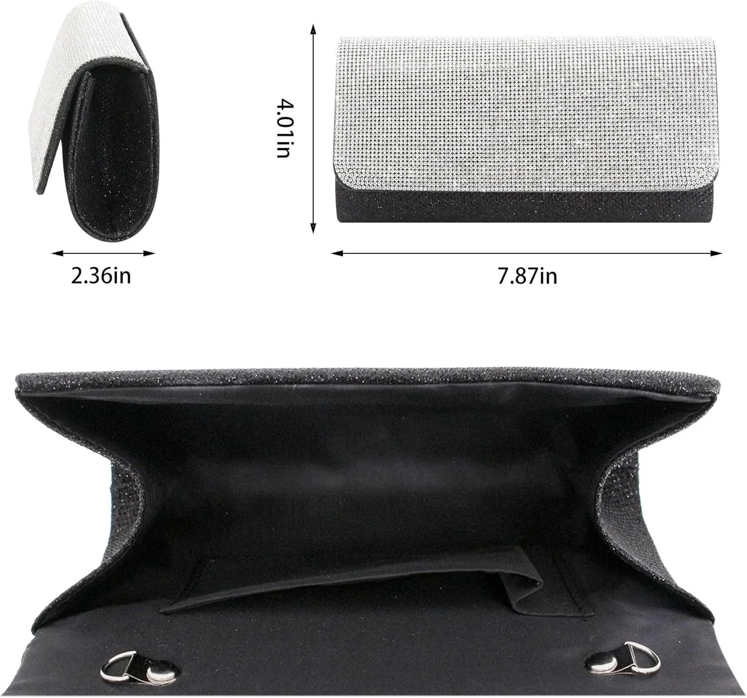 Naimo Flap Dazzling Small Clutch Bag Evening Bag With Detachable Chain