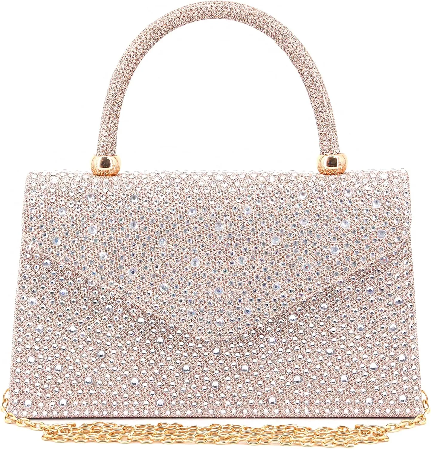 Naimo Shiny Crystal Evening Clutch Bag Top Handle Handbag Crossbody Shoulder Bag Wedding Party Bride Purse
