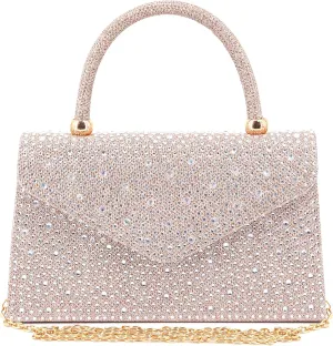 Naimo Shiny Crystal Evening Clutch Bag Top Handle Handbag Crossbody Shoulder Bag Wedding Party Bride Purse