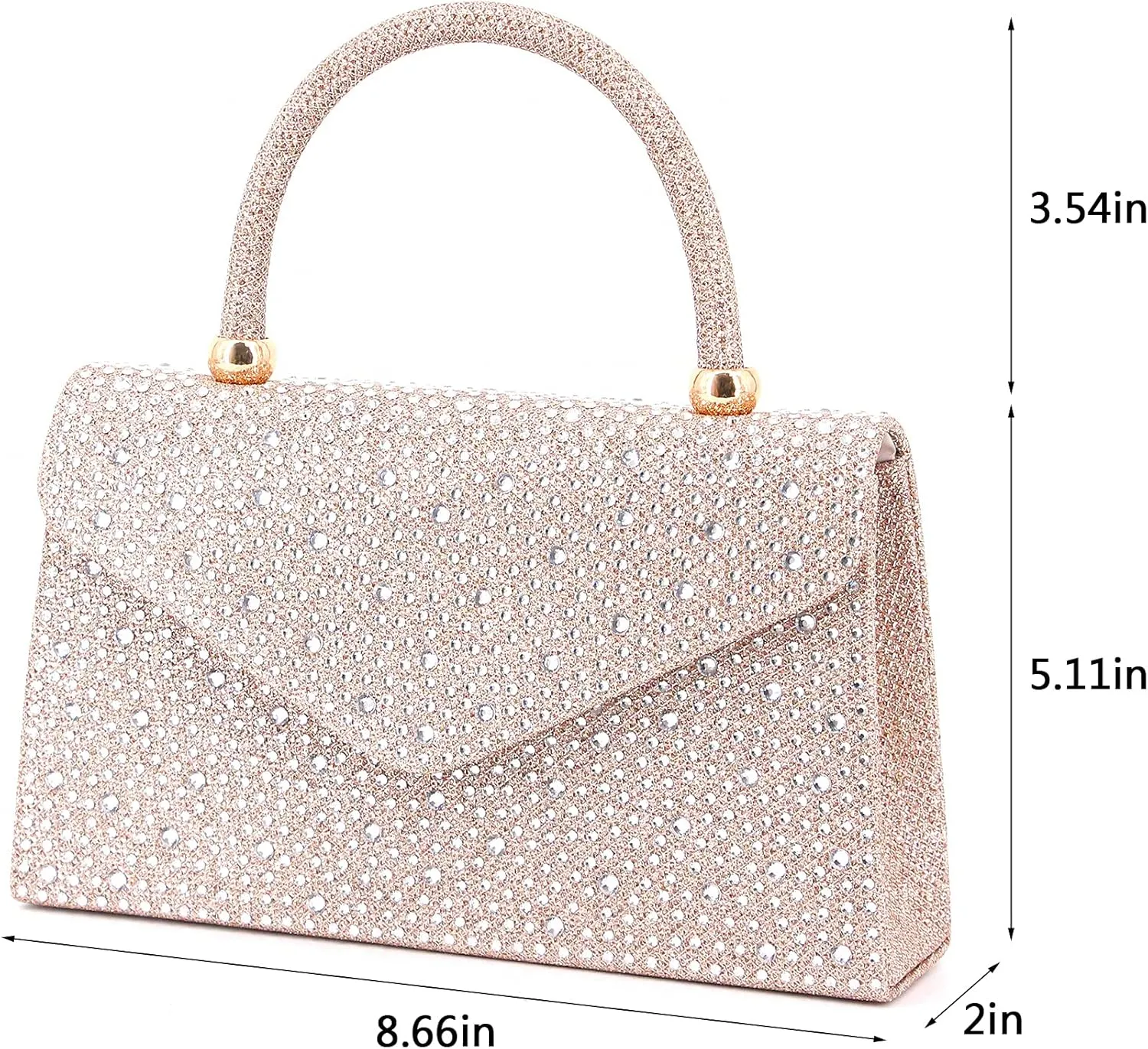 Naimo Shiny Crystal Evening Clutch Bag Top Handle Handbag Crossbody Shoulder Bag Wedding Party Bride Purse