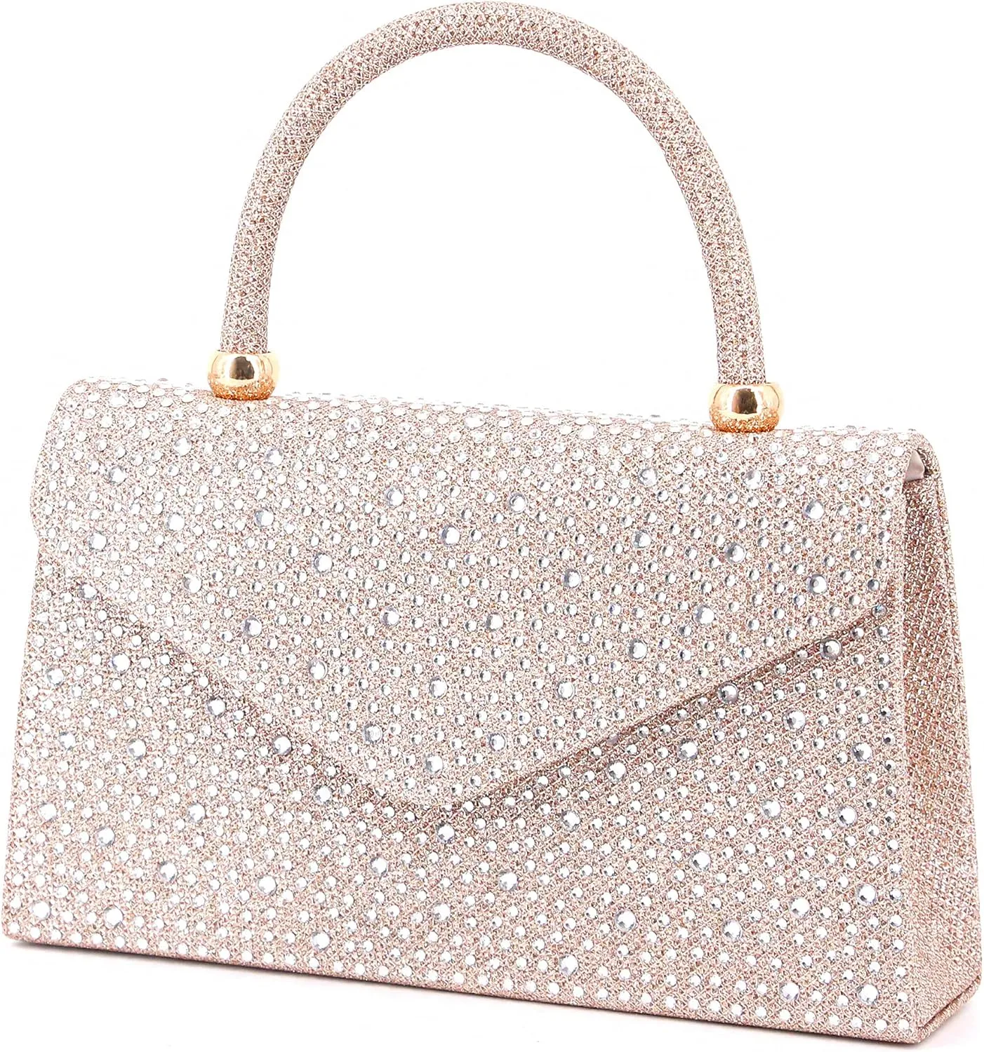 Naimo Shiny Crystal Evening Clutch Bag Top Handle Handbag Crossbody Shoulder Bag Wedding Party Bride Purse