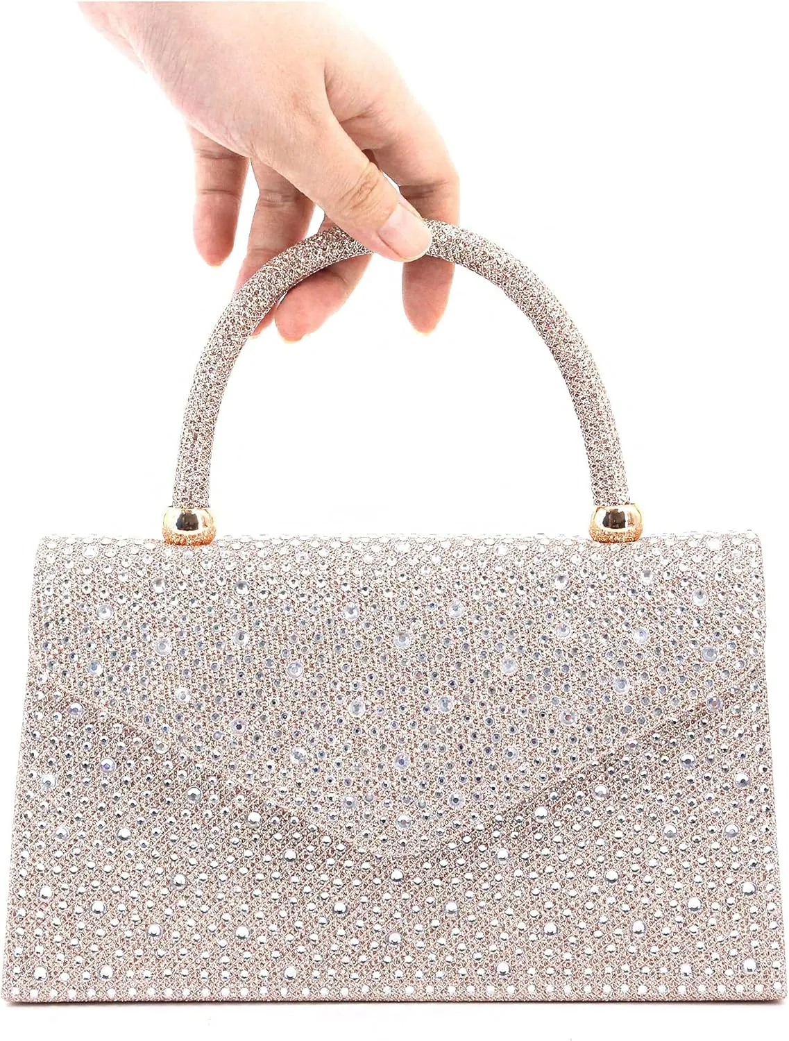 Naimo Shiny Crystal Evening Clutch Bag Top Handle Handbag Crossbody Shoulder Bag Wedding Party Bride Purse