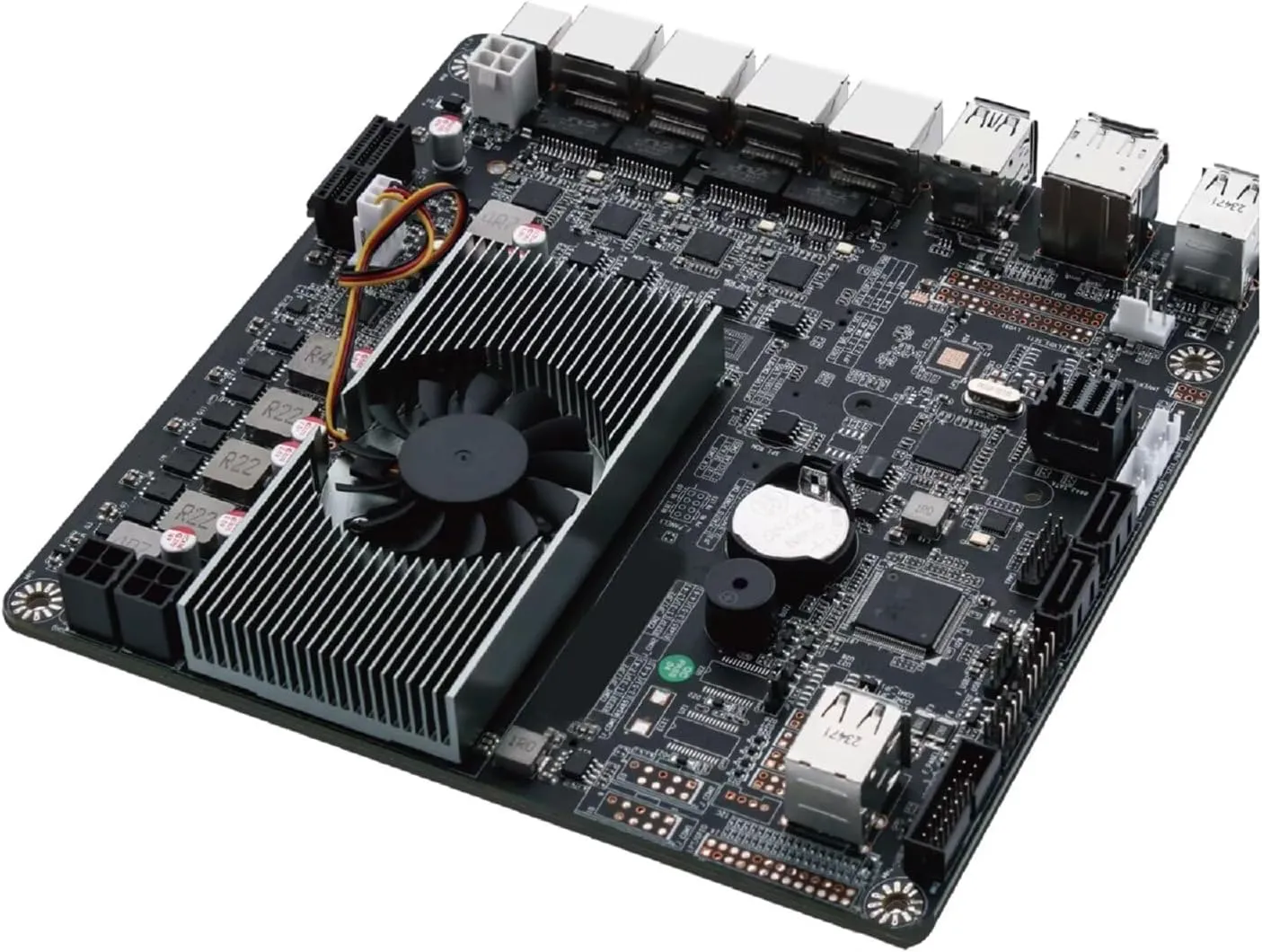 NAS Mainboard Quad Core N100, Glovary Mini-ITX NAS Motherboard, 4 x i226V 2.5GbE LAN, Barebone, DDR5, PCIe3.0, Support 6 x SATA3.0 6Gbps
