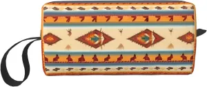 Native American print Multi-Purpose Cosmetic Bag with Zipper Canvas Makeup Bag, Travel Toiletry Pouch, Pencil Bag