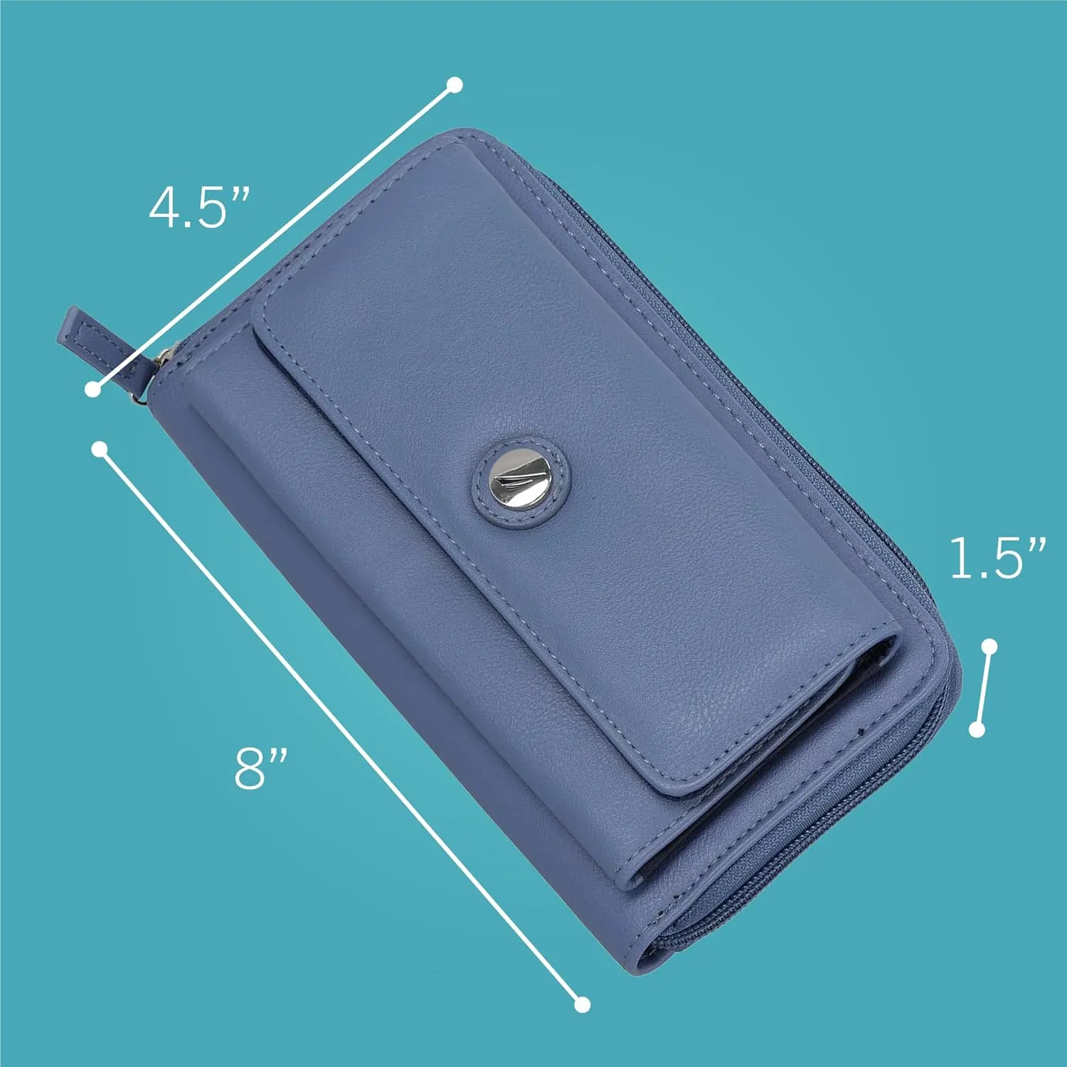 Nautica Womens, Bulk Cargo Vegan Leather RFID Wallet, Fashionable Zip Around Large Clutch with Phone Case and Multi Card Organizer, Earth