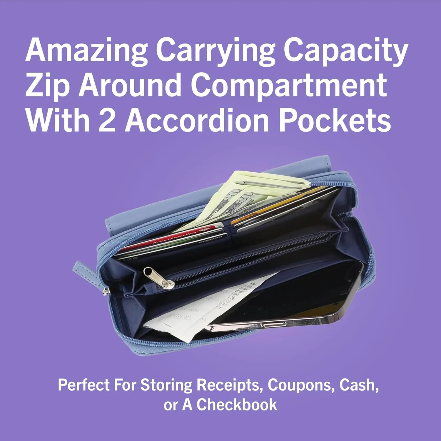 Nautica Womens, Bulk Cargo Vegan Leather RFID Wallet, Fashionable Zip Around Large Clutch with Phone Case and Multi Card Organizer, Earth