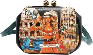 Nicole Lee Kiss Lock Crossbody Mini Bag, Vegan Leather