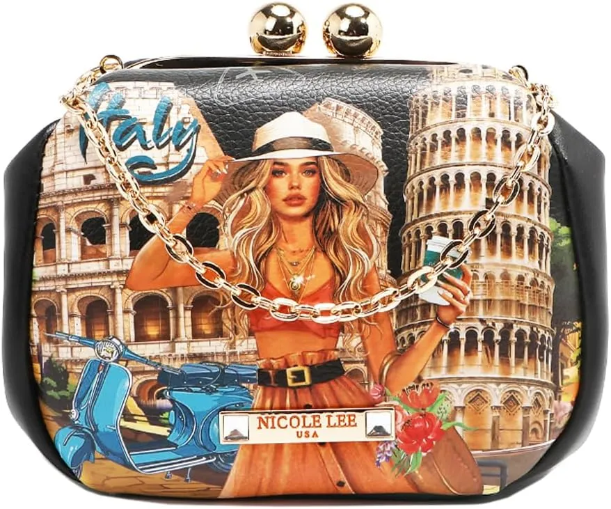 Nicole Lee Kiss Lock Crossbody Mini Bag, Vegan Leather