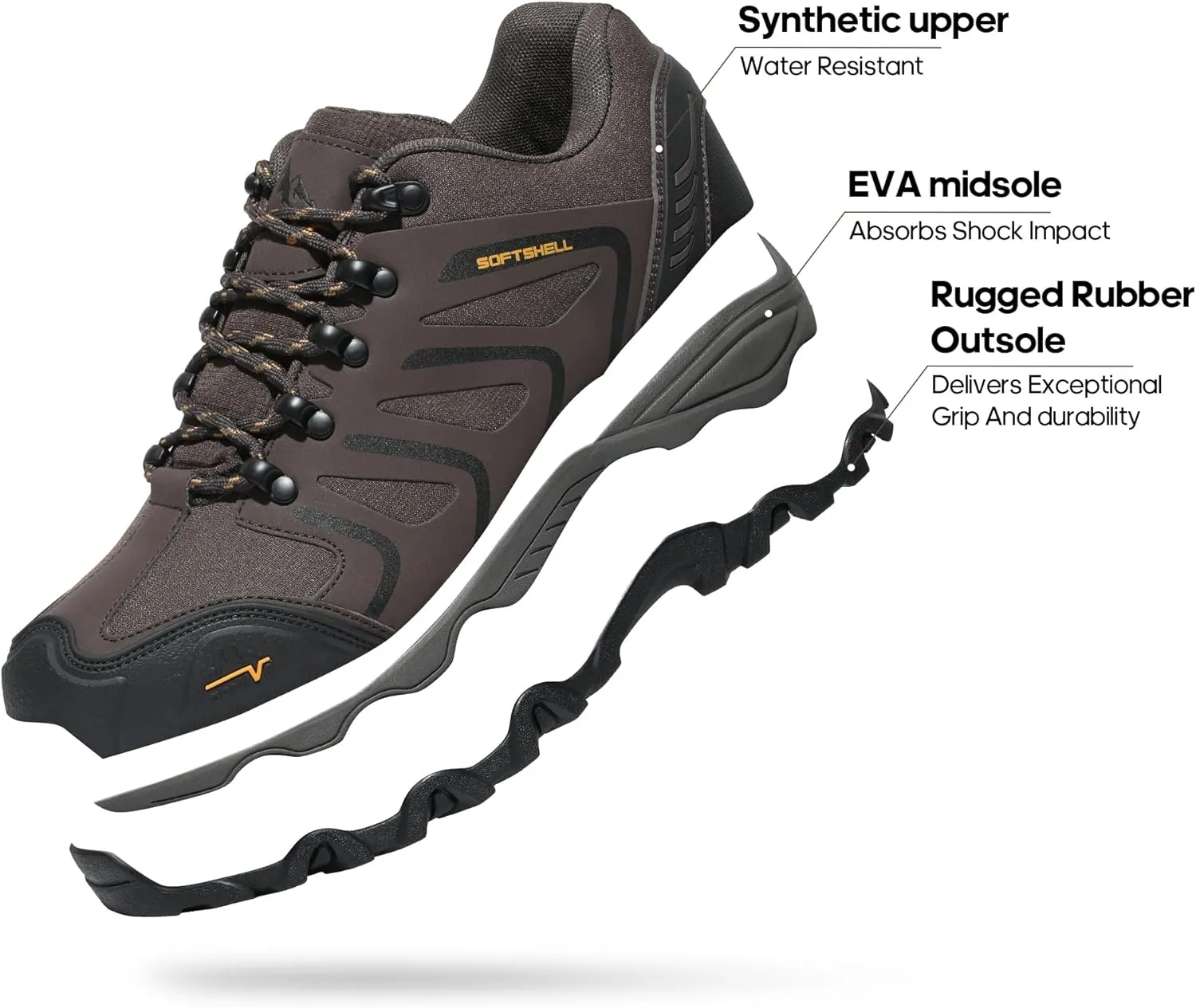 NORTIV 8 Men's Low Top Waterproof Hiking Shoes Trekking Trails Outdoor Work Shoes