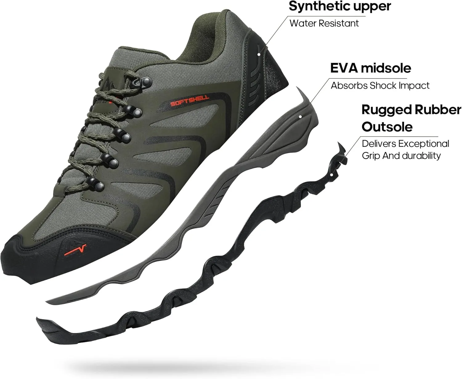 NORTIV 8 Men's Low Top Waterproof Hiking Shoes Trekking Trails Outdoor Work Shoes