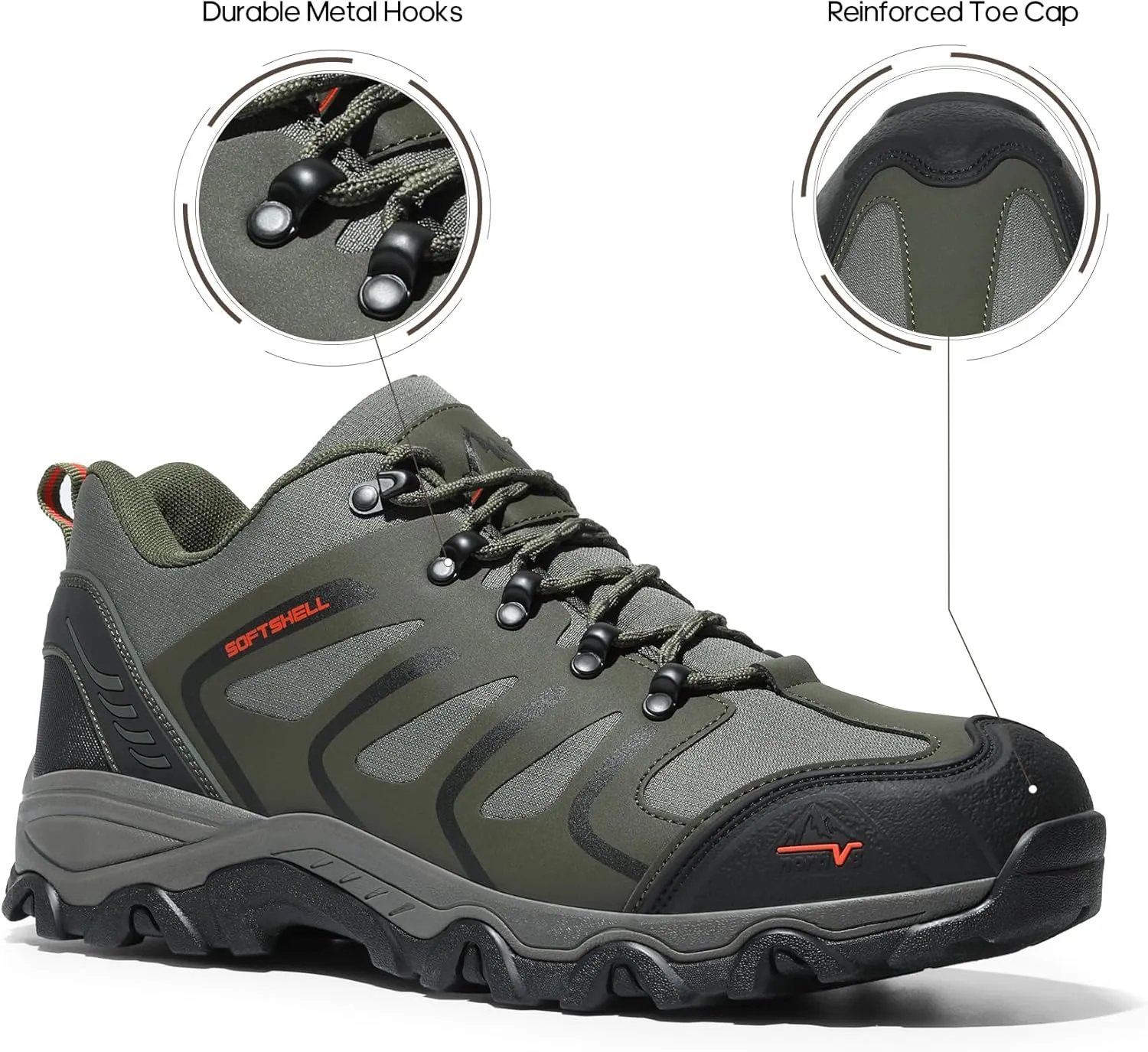 NORTIV 8 Men's Low Top Waterproof Hiking Shoes Trekking Trails Outdoor Work Shoes