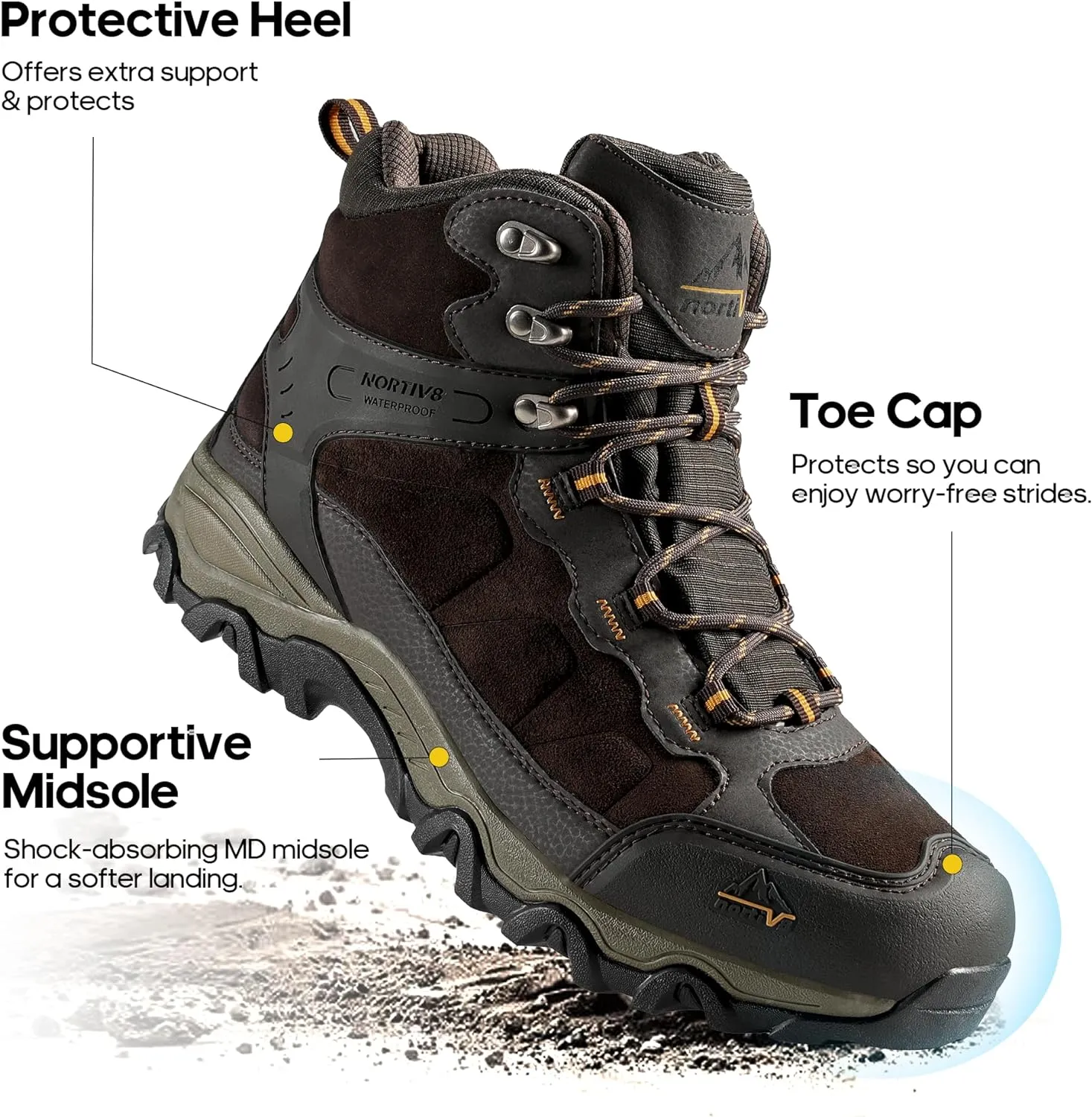 NORTIV 8 Men's Waterproof Hiking Boots Outdoor Mid Trekking Lightweight Mountaineering Shoes Paladin