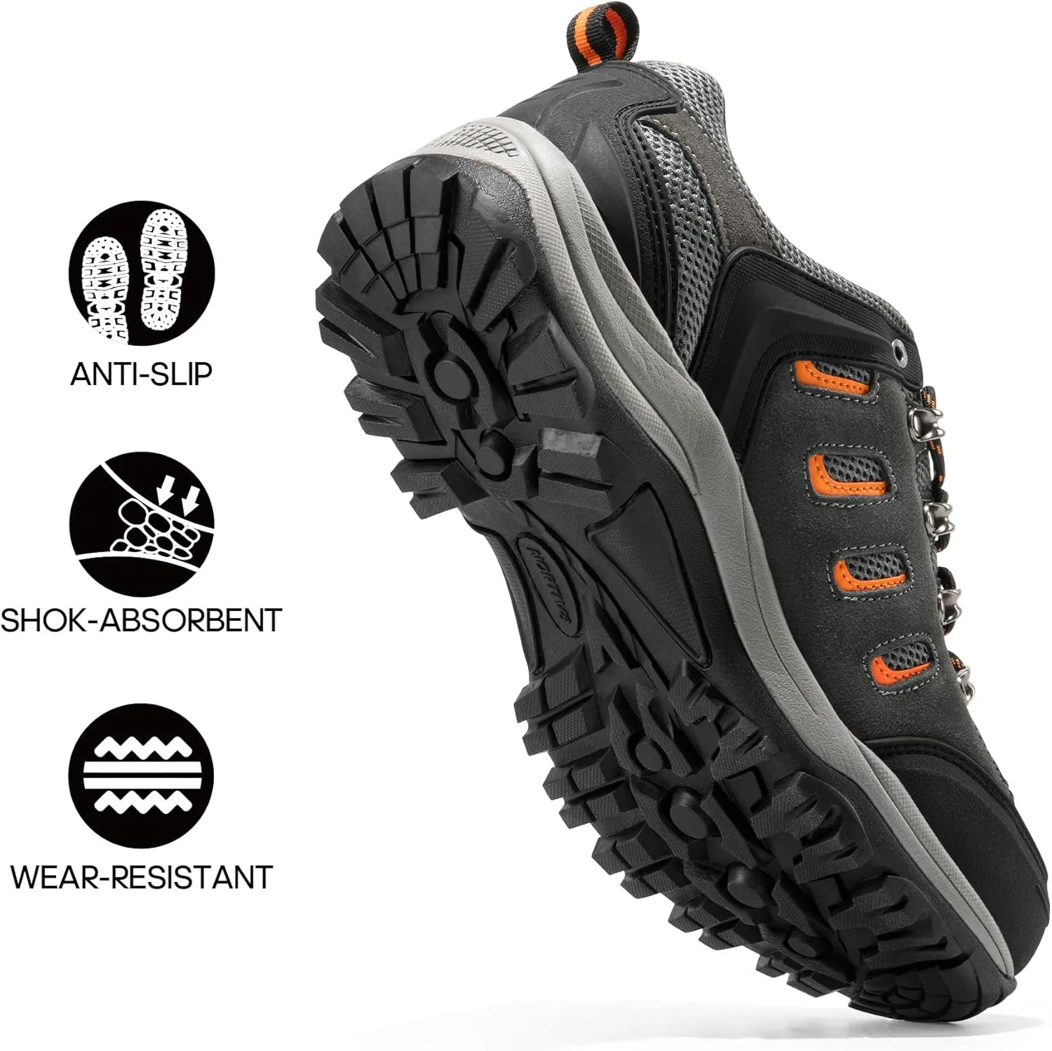 NORTIV 8 Men's Waterproof Hiking Shoes Leather Low-Top Hiking Shoes for Outdoor Trailing Trekking Camping Walking Quest