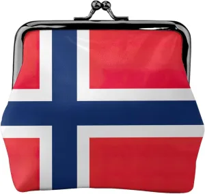 Norwegian flag print Coin Purse, Mini Change Purse for Women Small Coin Purse for Key Headset Lipstick