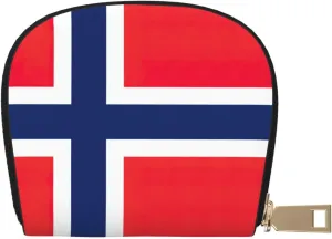 Norwegian flag print Leather Small Purse Credit Card Holder Wallet, Card Holder,Wallet Card Organizer Case