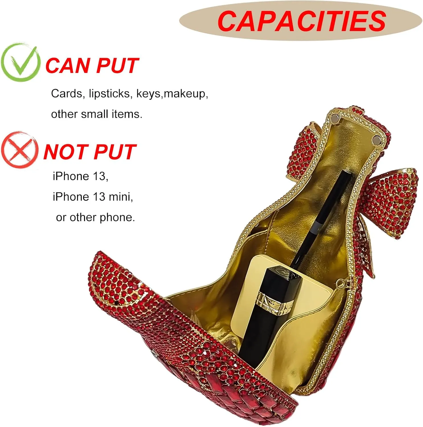 Novelty Champagne Bottle Evening Bag Rhinestone Clutch with Bowknot Women Purse Party Cocktail Crystal Handbag