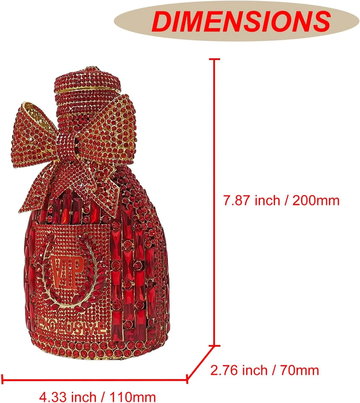 Novelty Champagne Bottle Evening Bag Rhinestone Clutch with Bowknot Women Purse Party Cocktail Crystal Handbag