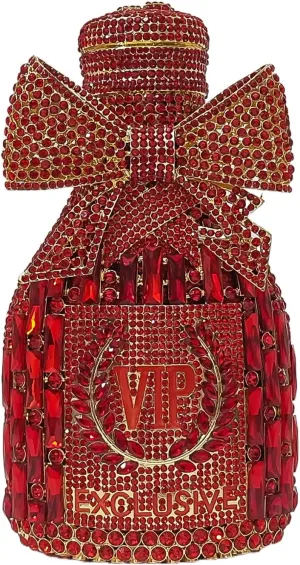 Novelty Champagne Bottle Evening Bag Rhinestone Clutch with Bowknot Women Purse Party Cocktail Crystal Handbag