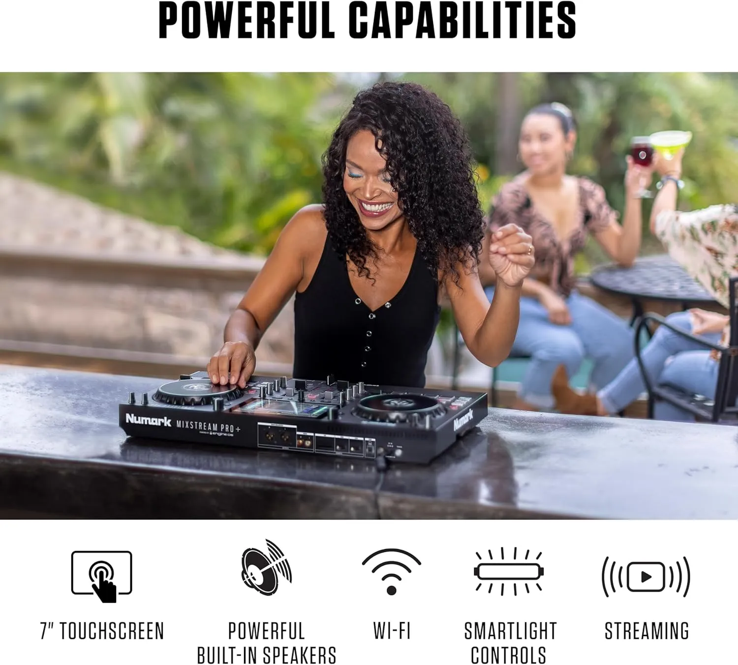 Numark Mixstream Pro  DJ Controller with Stem Separation, 2 Decks, Wi-Fi Streaming, Mixer, 7" Touchscreen, Speakers, works with Serato and Virtual DJ