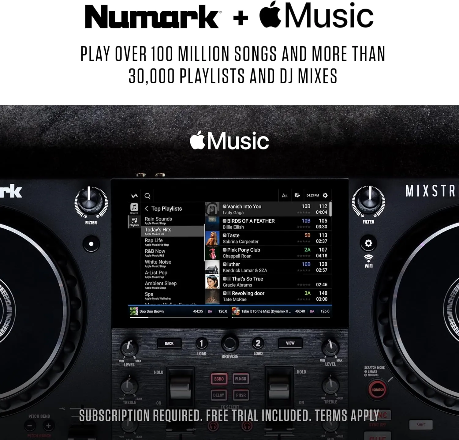 Numark Mixstream Pro  DJ Controller with Stem Separation, 2 Decks, Wi-Fi Streaming, Mixer, 7" Touchscreen, Speakers, works with Serato and Virtual DJ