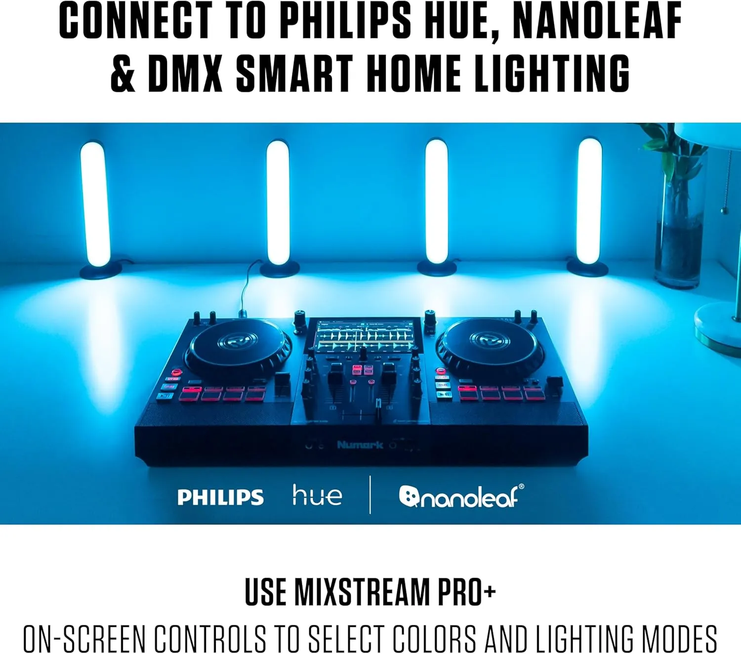Numark Mixstream Pro  DJ Controller with Stem Separation, 2 Decks, Wi-Fi Streaming, Mixer, 7" Touchscreen, Speakers, works with Serato and Virtual DJ