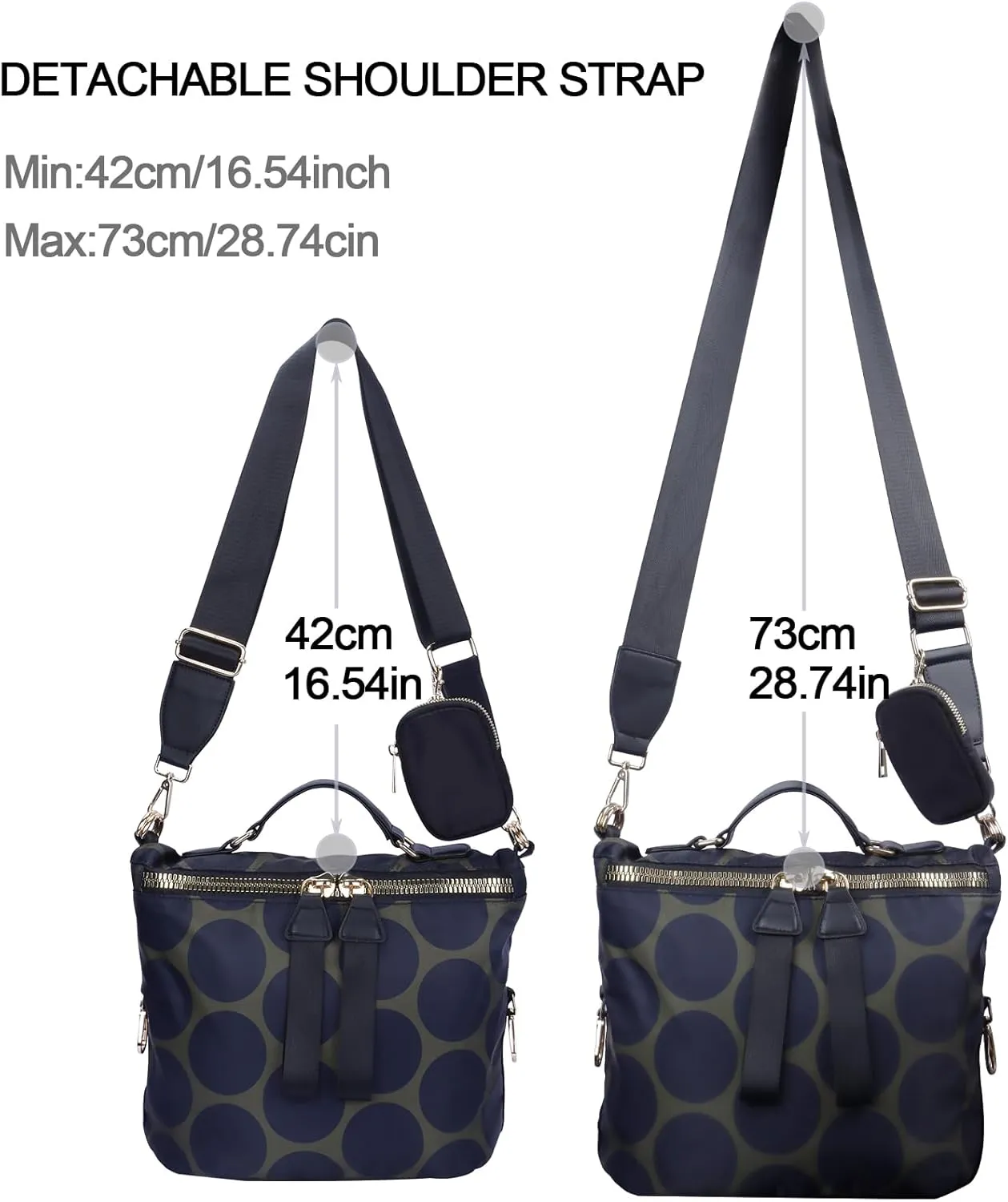 Nylon Crossbody Handbag for Women Anti-theft Purse Shopping Tote Bag Lightweight Shoulder Bag