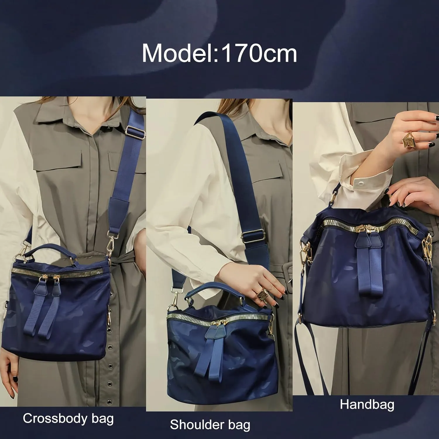 Nylon Crossbody Handbag for Women Anti-theft Purse Shopping Tote Bag Lightweight Shoulder Bag