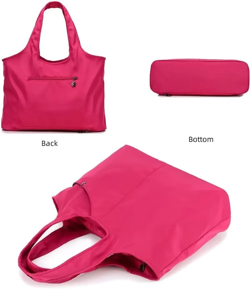 Nylon Tote Handbag for Women Large Top Handle Bag Lightweight Mommy Bag Multi Pocket Travel Satchel Shopping Bag