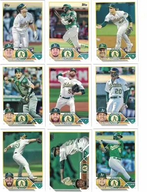 Oakland Athletics / 2023 Topps Baseball Team Set (Series 1 and 2) with (23) Cards! ***INCLUDES (3) Additional Bonus Cards of Former A's Greats Mark McGwire, Dave Stewart and Terry Steinbach! ***