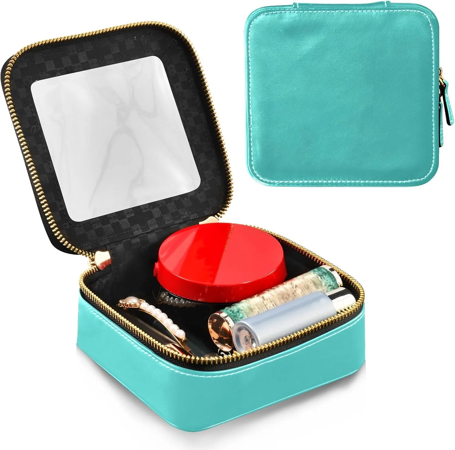 ODAWA Medium Turquoise Clear Toiletry Bag Transparent Makeup Bag Clear Makeup Bag for Car