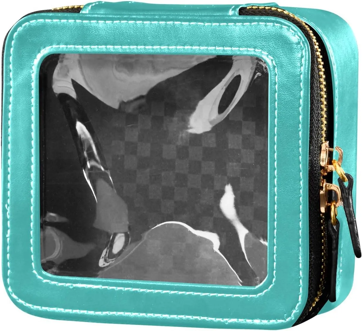 ODAWA Medium Turquoise Clear Toiletry Bag Transparent Makeup Bag Clear Makeup Bag for Car
