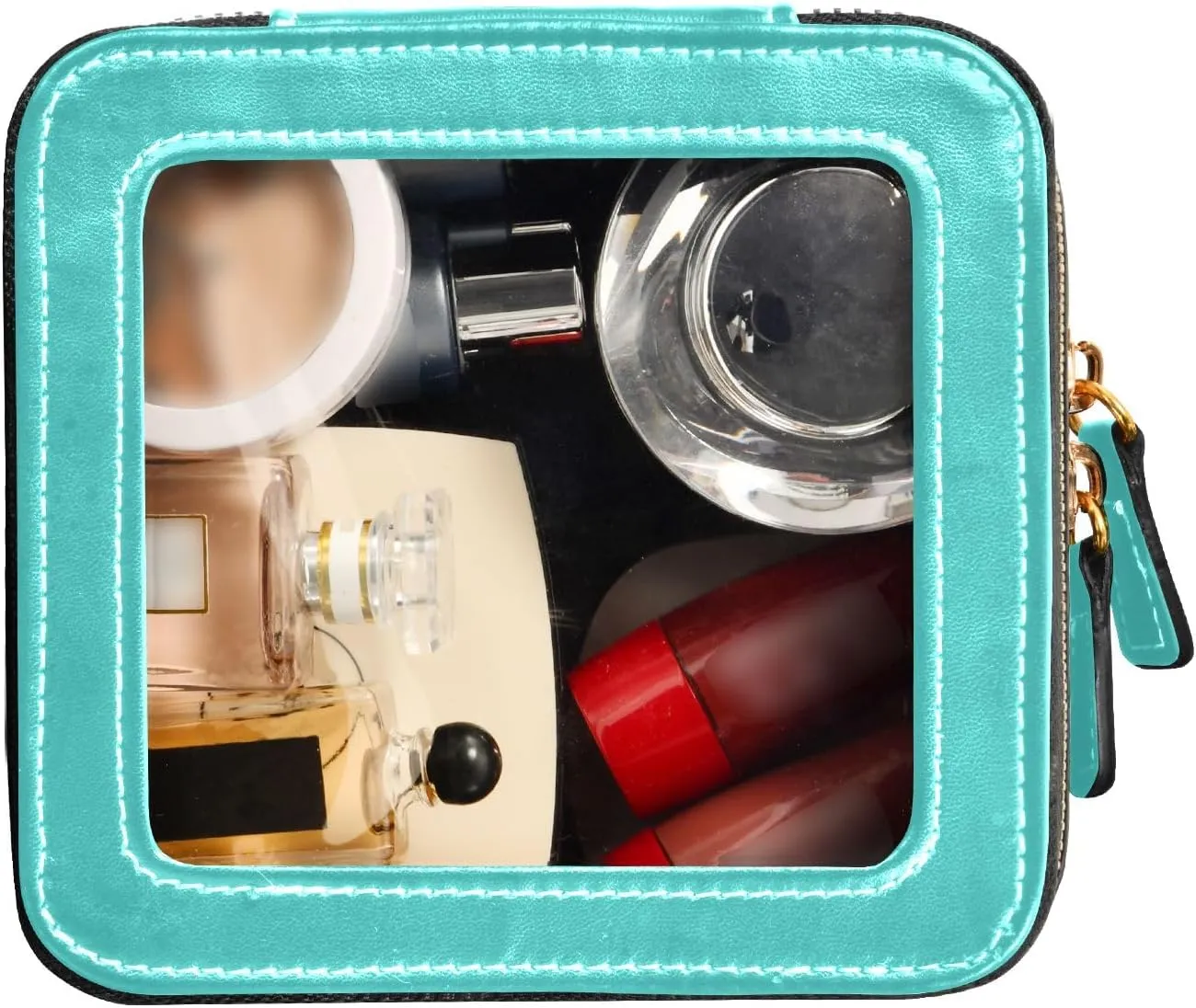 ODAWA Medium Turquoise Clear Toiletry Bag Transparent Makeup Bag Clear Makeup Bag for Car