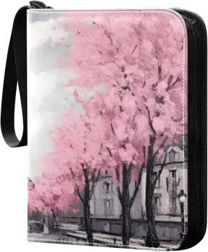 Oil Painting Paris Collectible Trading Card Albums,4-Pocket Card Binder with 50 Removable Sleeves with Zipper Game Card Collection Binder Album Holder